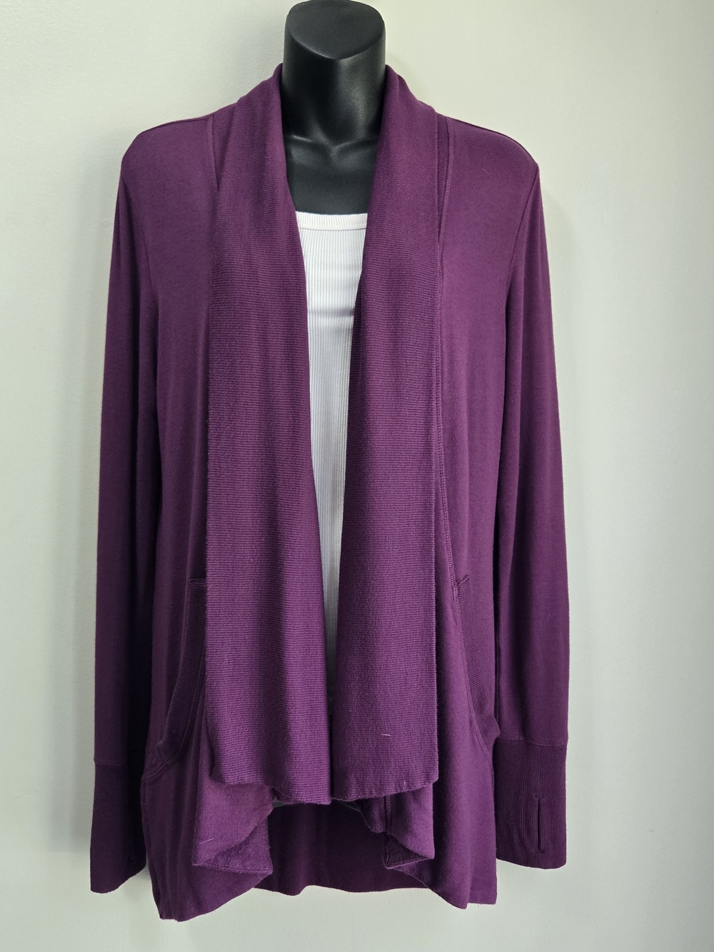 ATHLETA Prayanama Wrap Cardigan Long Sleeved Plum Color Size XS Soft Boho Pocket